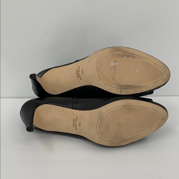 Cole Haan Jones Chelsea ankle bootie peeptoe black heel boot sandal shoe 10 - Picture 5 of 5